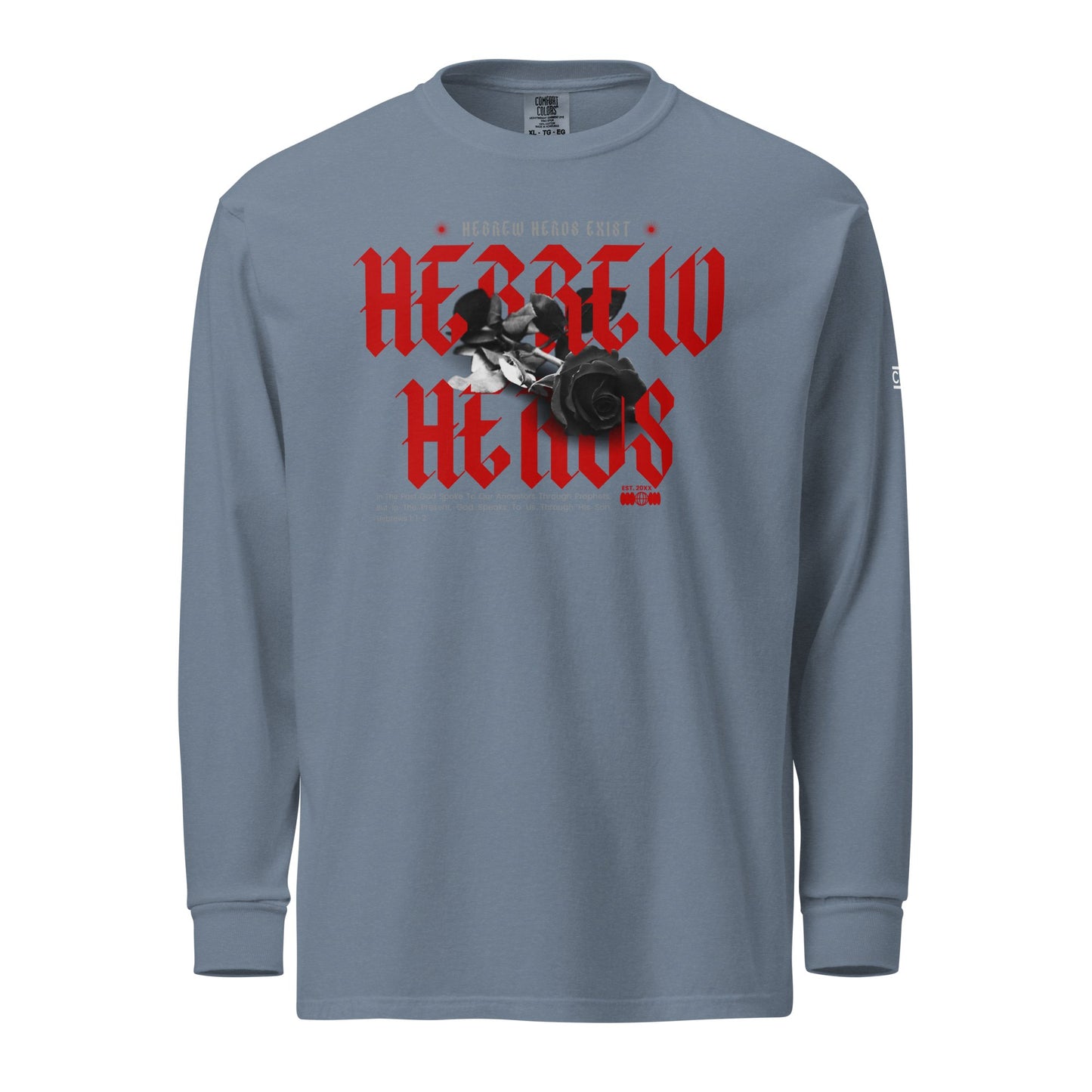 Red Hebrew Hero's Heavyweight Long Sleeve Shirt - Nubreed.love