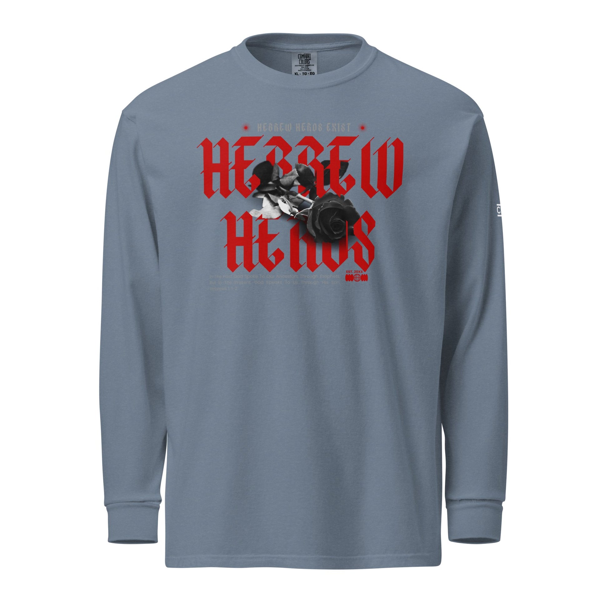 Red Hebrew Hero's Heavyweight Long Sleeve Shirt - Nubreed.love