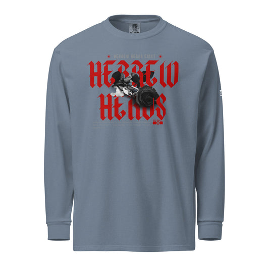 Red Hebrew Hero's Heavyweight Long Sleeve Shirt - Nubreed.love