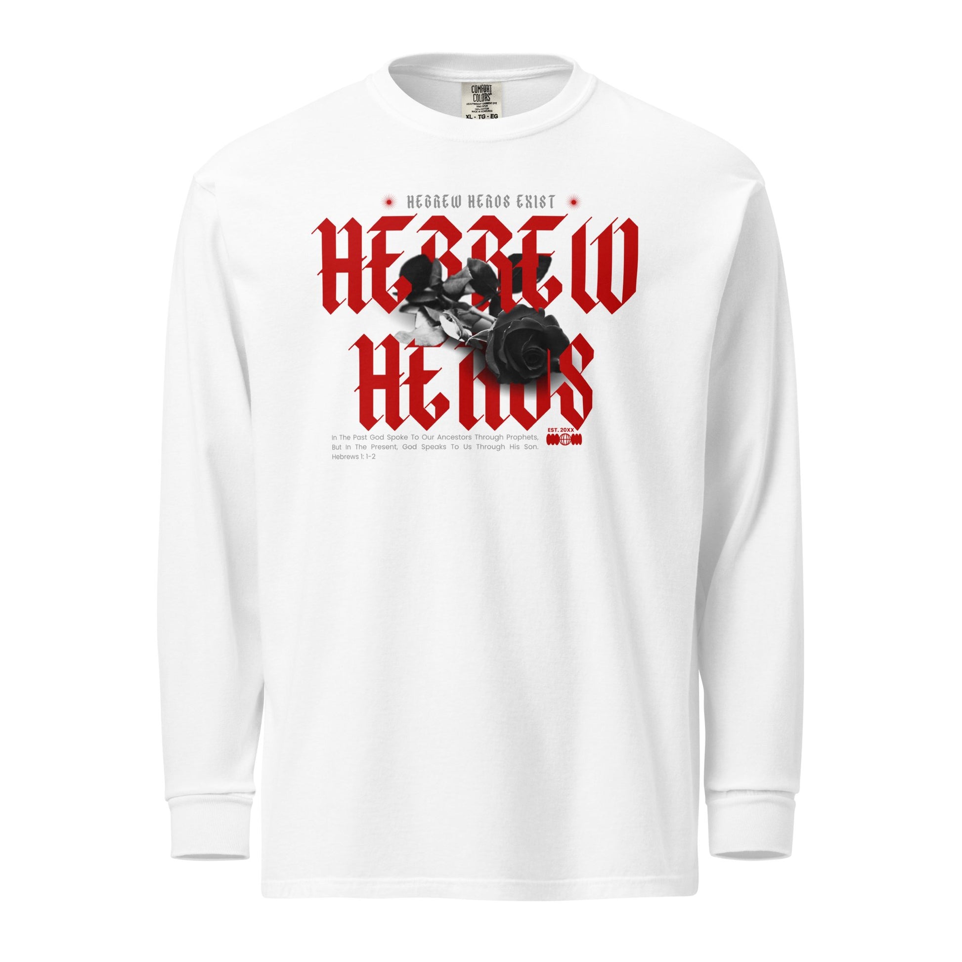 Red Hebrew Hero's Heavyweight Long Sleeve Shirt - Nubreed.love